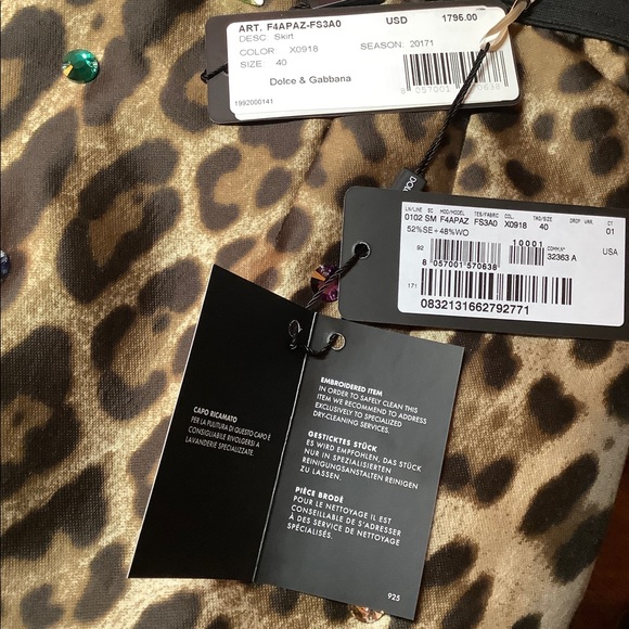 Dolce & Gabbana $1795 NWT Leopard Jeweled Skirt 4 - Picture 11 of 12